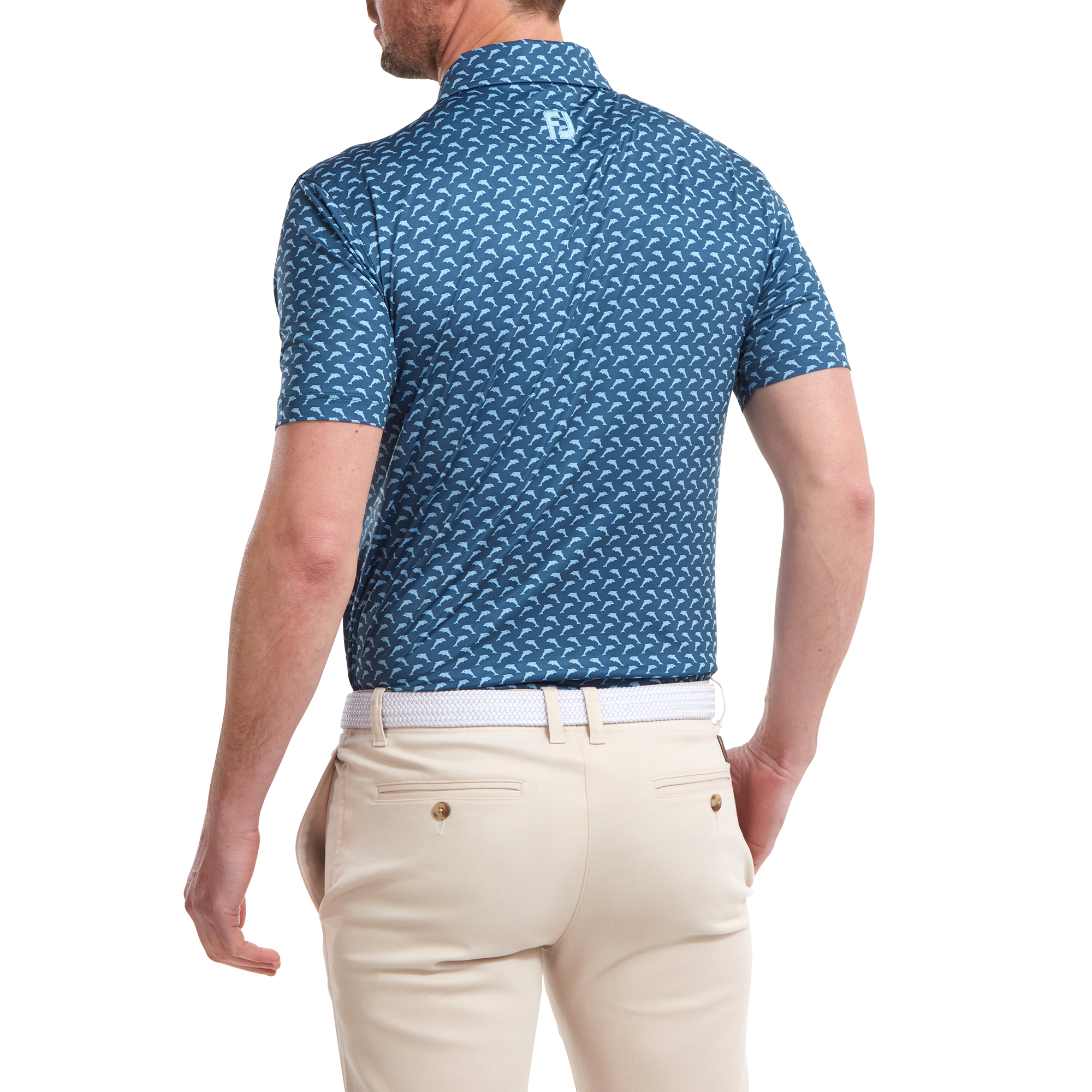 FootJoy Leaping Dolphins Print Lisle Golf Shirt 88353 - Image 4