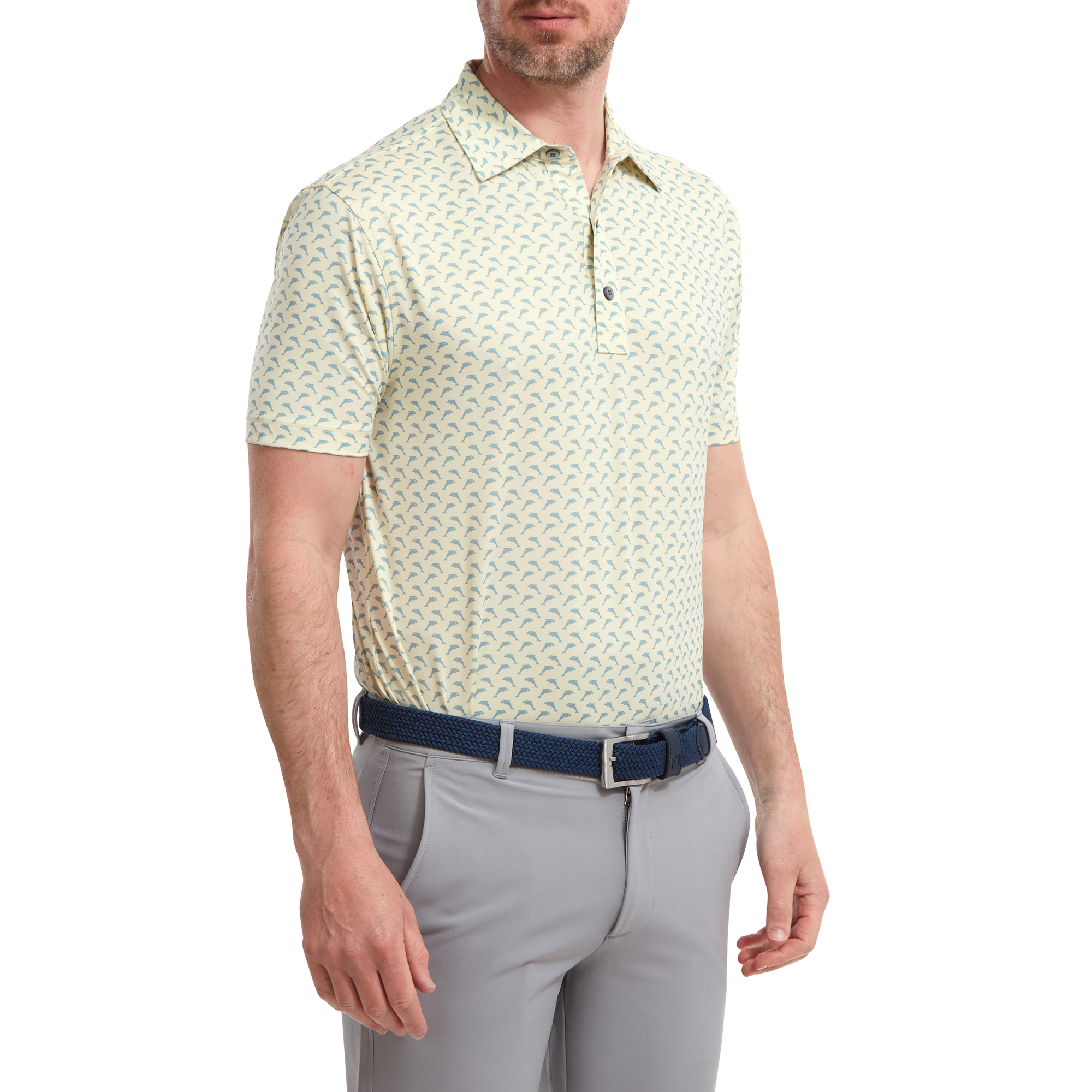FootJoy Leaping Dolphins Print Lisle Golf Shirt 88354 - Image 3