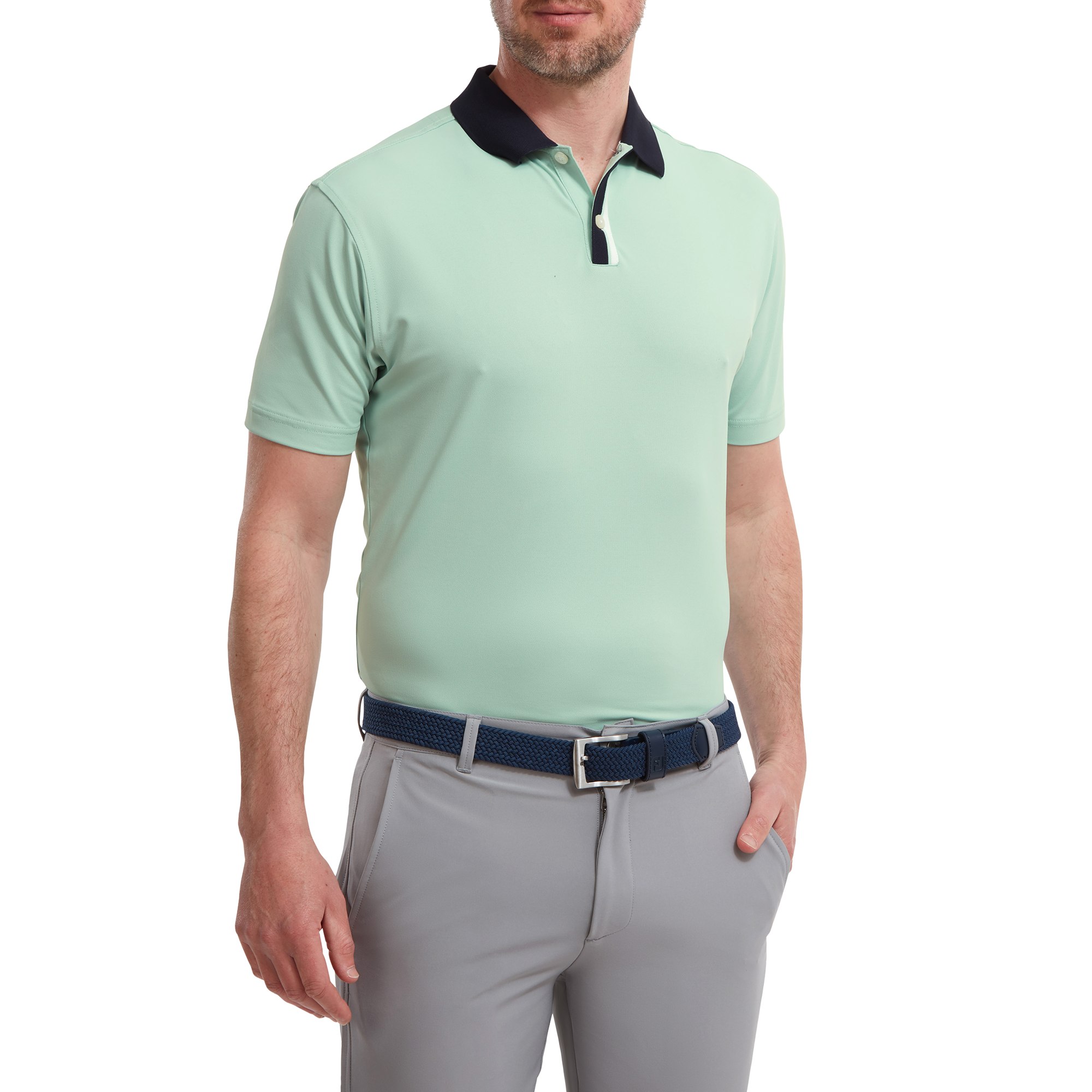 FootJoy Solid Stripe Placket Pique Golf Shirt 88380 - Image 4