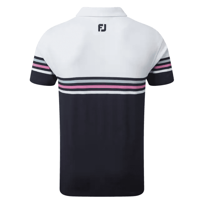 Footjoy Pique Stripe Coloured Block Golf Polo Shirt 90365 - Image 2