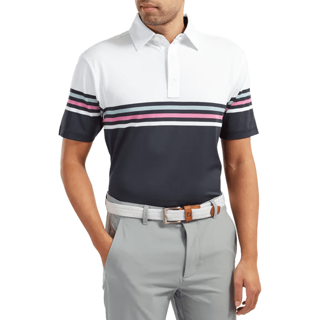 Footjoy Pique Stripe Coloured Block Golf Polo Shirt 90365 - Image 4