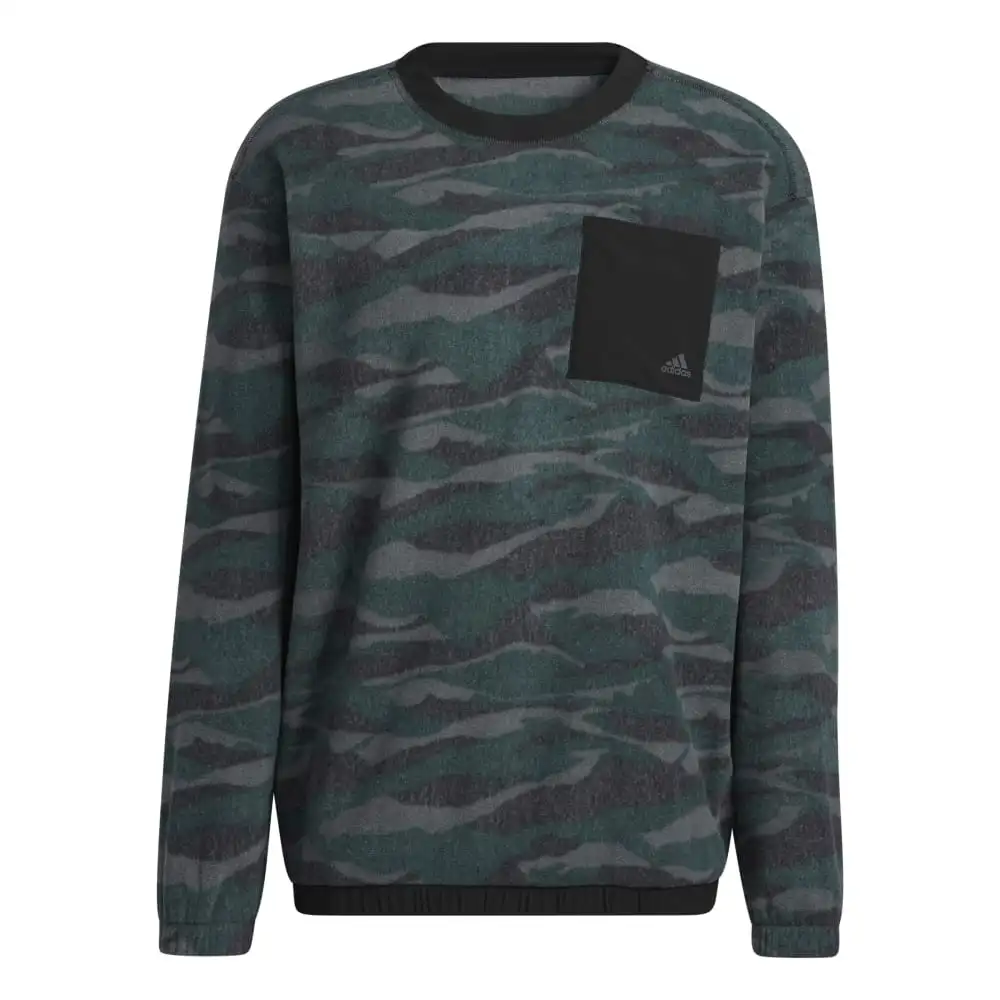 Adidas Texture Print Crew Neck Golf Pullover HF6523