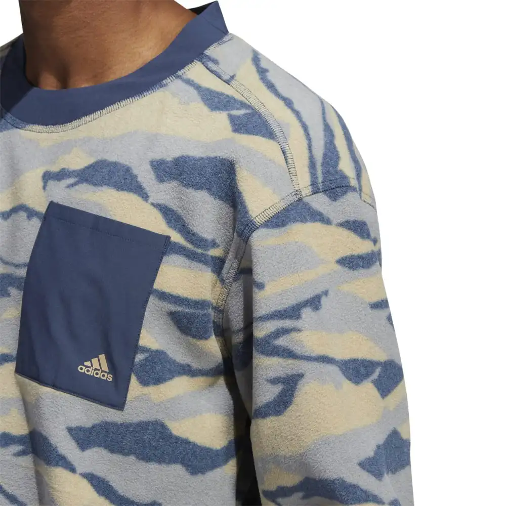 Adidas Texture Print Crew Neck Golf Pullover HF6525 - Image 2
