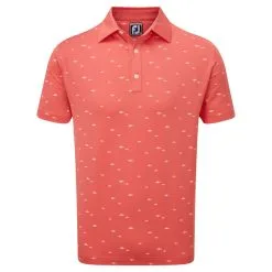 FootJoy School Of Fish Print Lisle Golf Polo Shirt