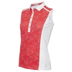Green Lamb Erica Sleeveless Printed Panel Golf Polo Shirt
