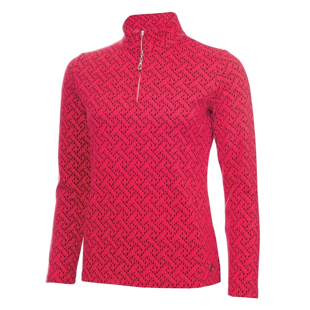 Green Lamb Kenza Zip Neck Jacquard Ladies Golf Pullover - Image 2