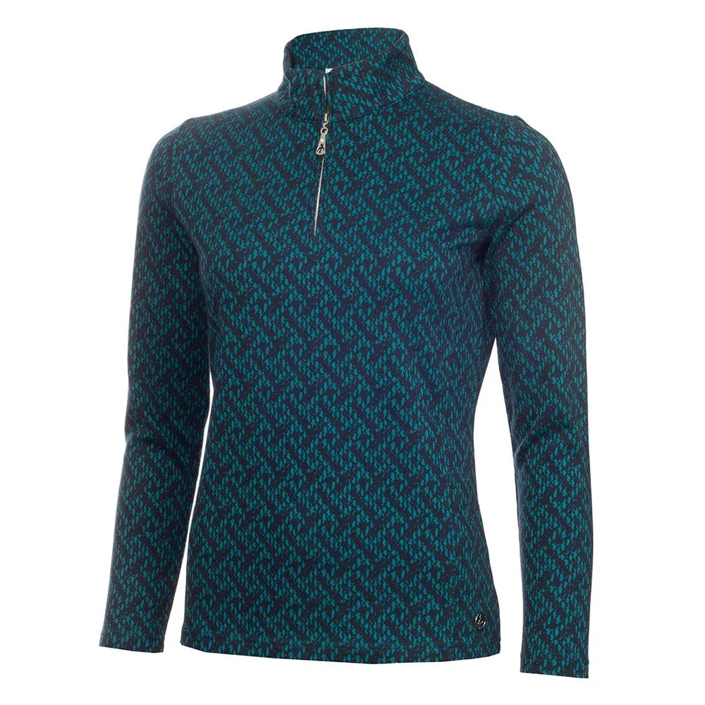Green Lamb Kenza Zip Neck Jacquard Ladies Golf Pullover - Image 3