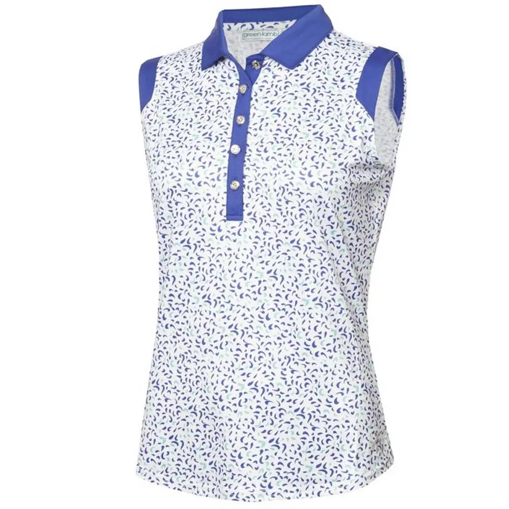 Green Lamb Marie Printed Sleeveless Ladies Golf Shirt - Image 3